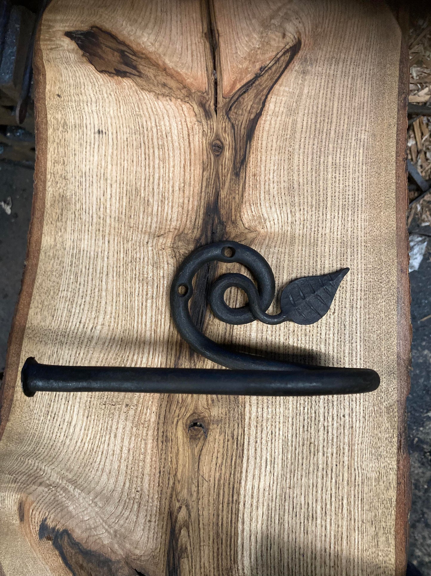 Hand Forged Leaf Toilet Roll Holder